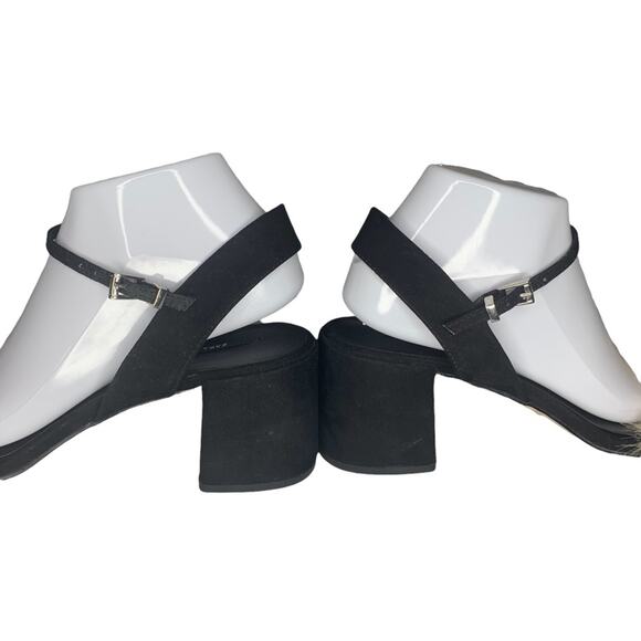 Zara faux fur vamp sandals size 10 (41) block heel 2.75" tall black and … - Picture 5 of 16